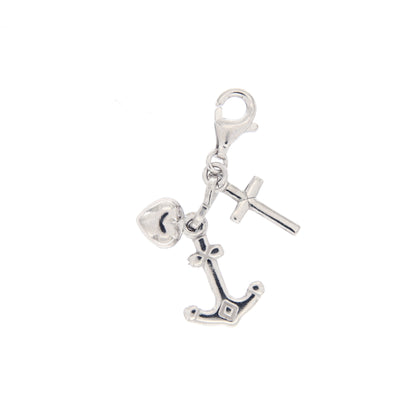 Ciondolo Fede, Speranza, Carità in argento 925. Dimensioni 1x1,5 cm