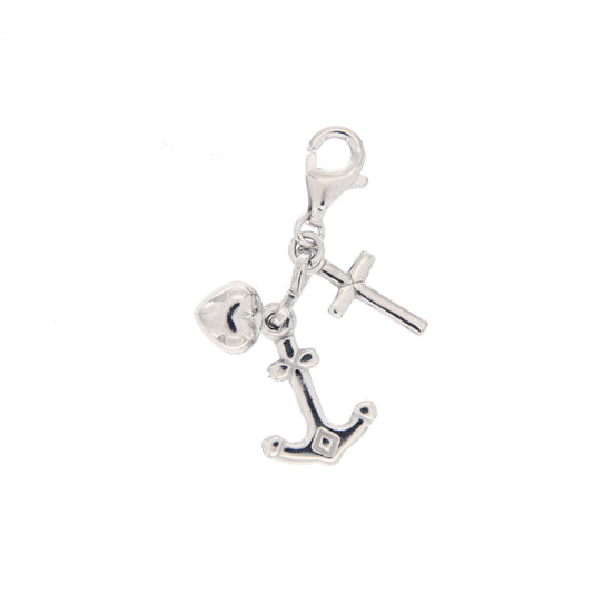 Ciondolo Fede, Speranza, Carità in argento 925. Dimensioni 1x1,5 cm