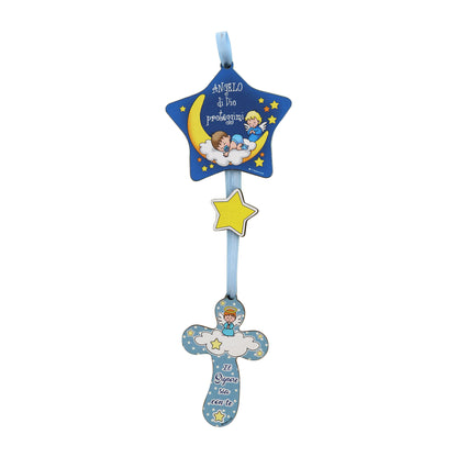 Sopraculla bambino e bambina stella e croce Angelo di Dio. Lunghezza 23,5 cm