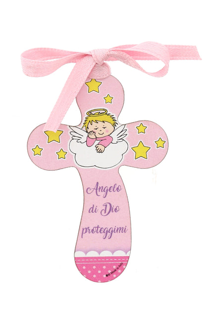 Sopraculla Croce Angelo di Dio per bambino e bambina. Dimensioni 5x8 cm