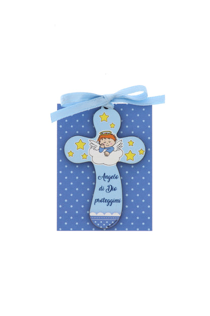 Sopraculla Croce Angelo di Dio per bambino e bambina. Dimensioni 5x8 cm