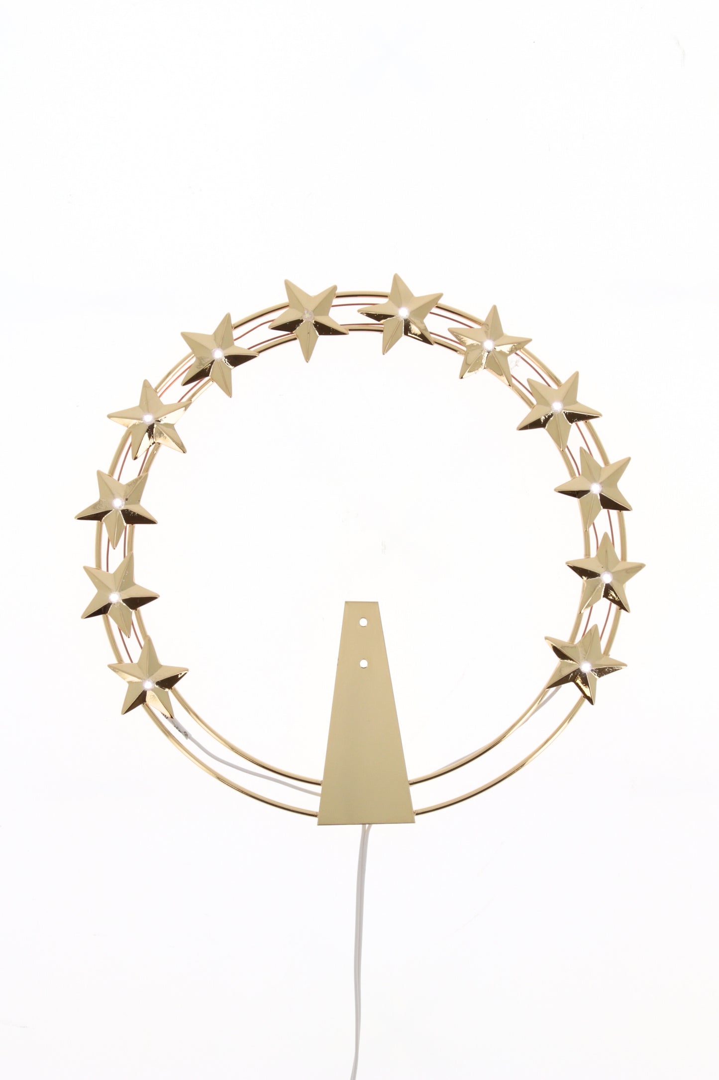 Stellario luminoso 12 stelle in ottone dorato con led. Diametro cm 28