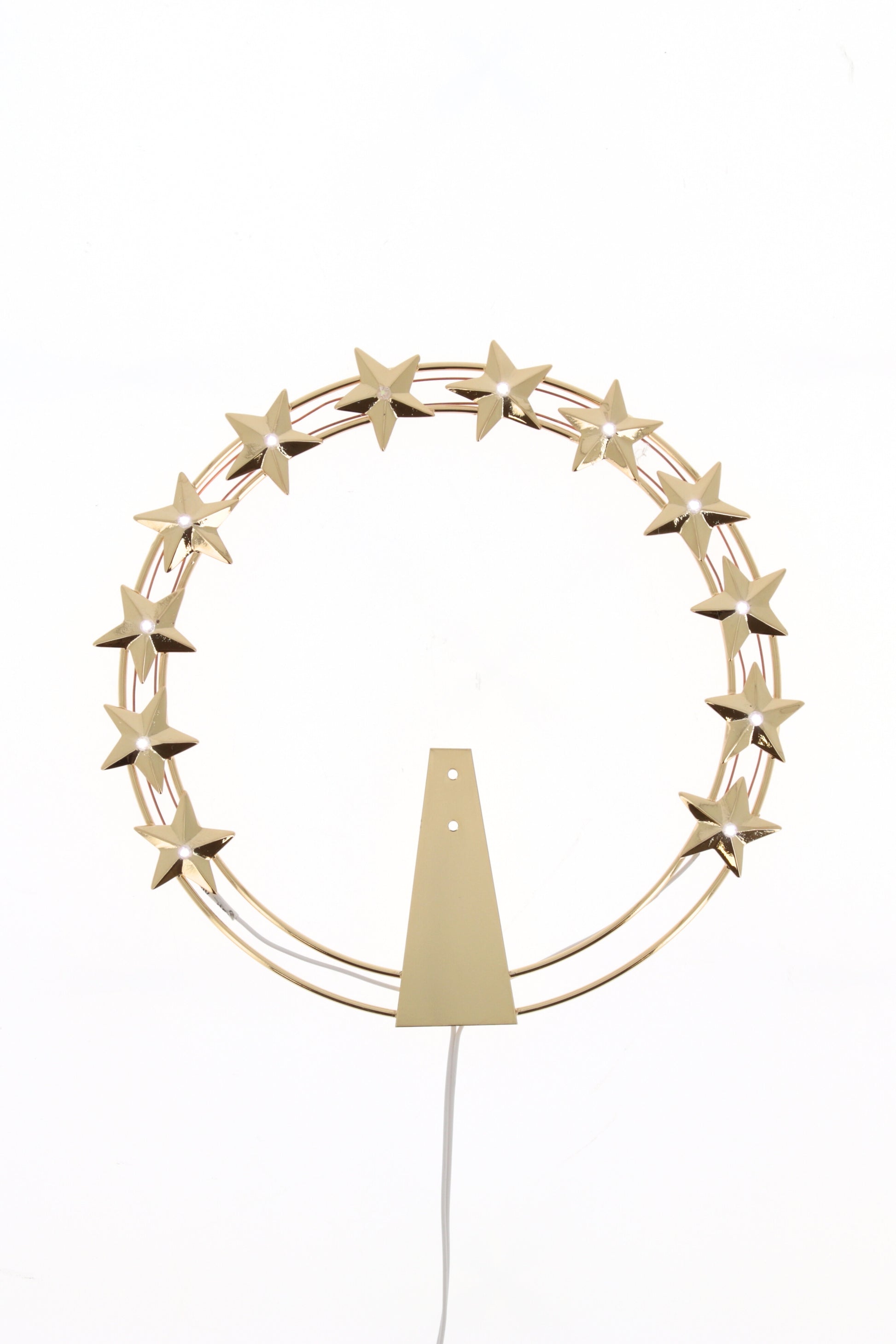 Stellario luminoso 12 stelle in ottone dorato con led. Diametro cm 32