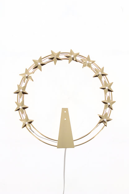 Stellario luminoso 12 stelle in ottone dorato con led. Diametro cm 32