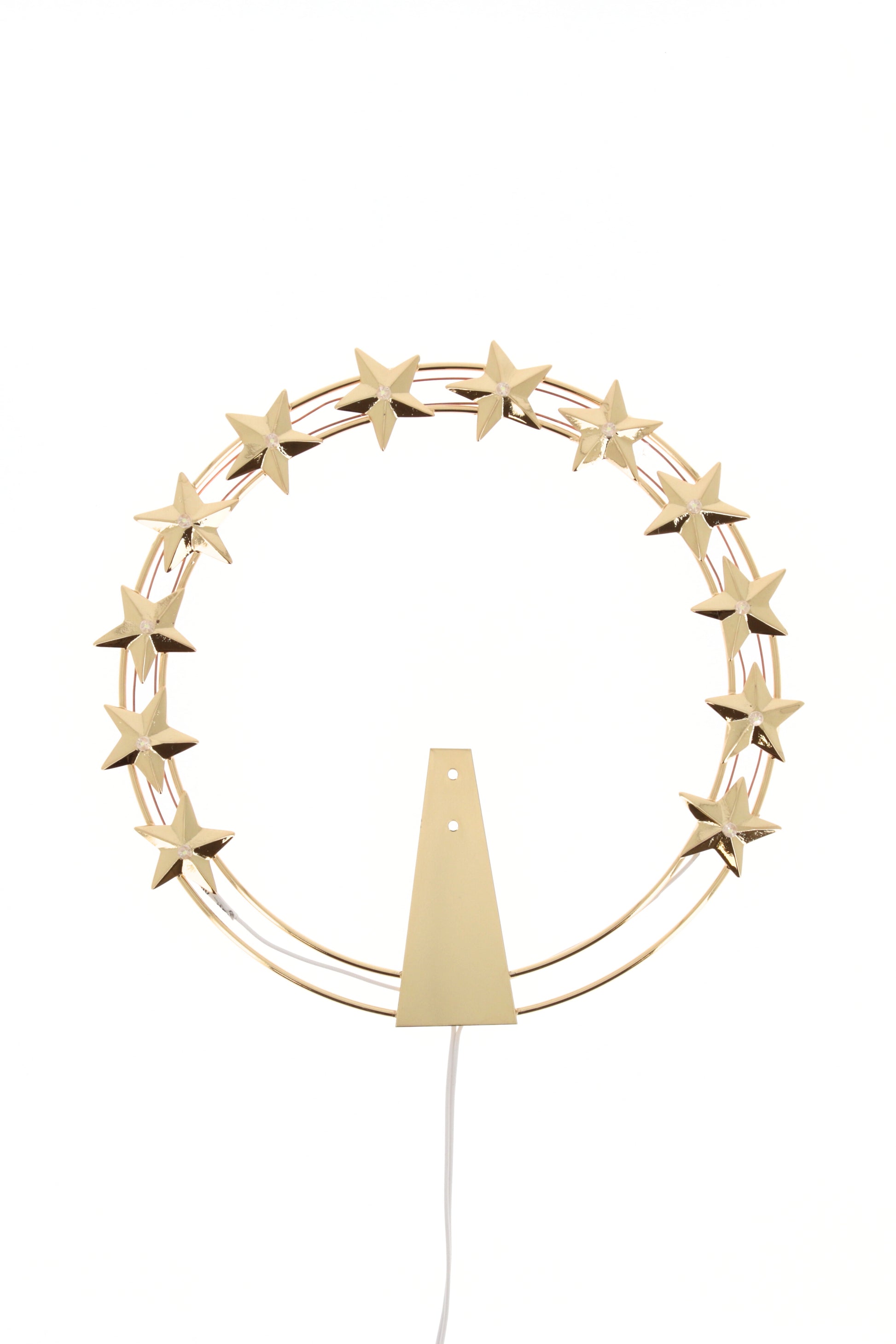 Stellario luminoso 12 stelle in ottone dorato con led. Diametro cm 28