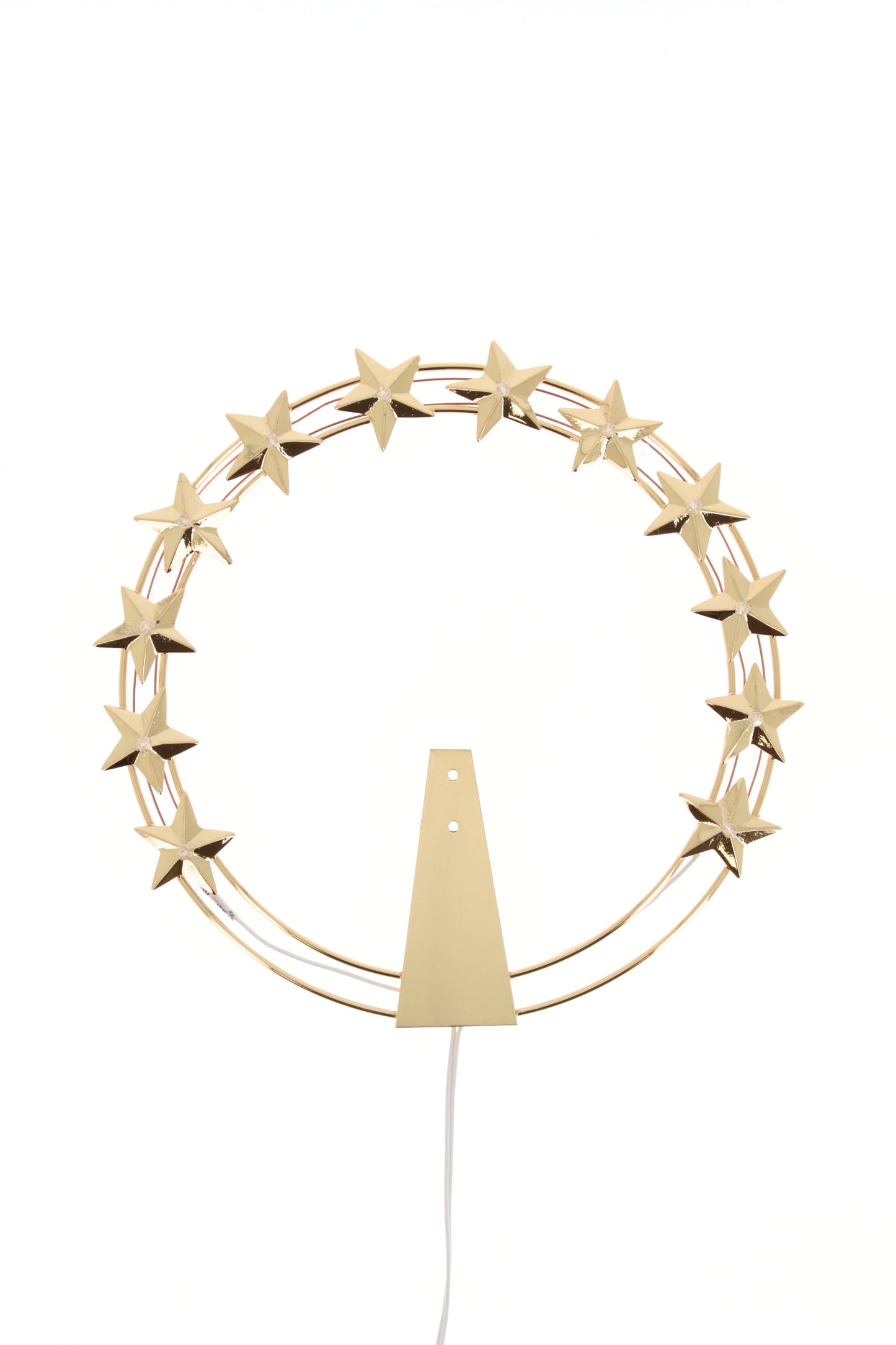 Stellario luminoso 12 stelle in ottone dorato con led. Diametro cm 32