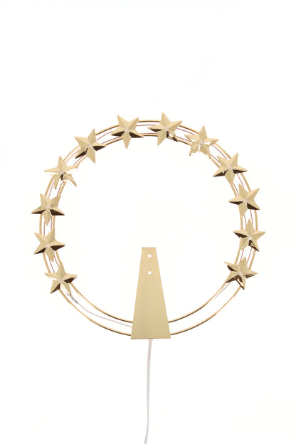 Stellario luminoso 12 stelle in ottone dorato con led. Diametro cm 32