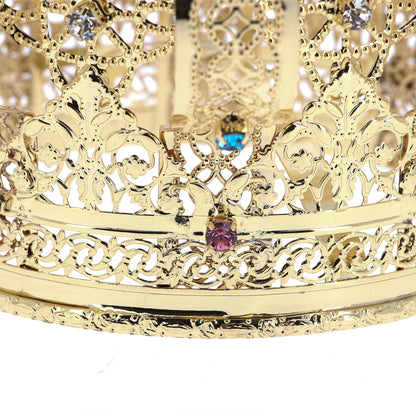 Corona in filigrana di ottone con strass. Diametro 13 cm