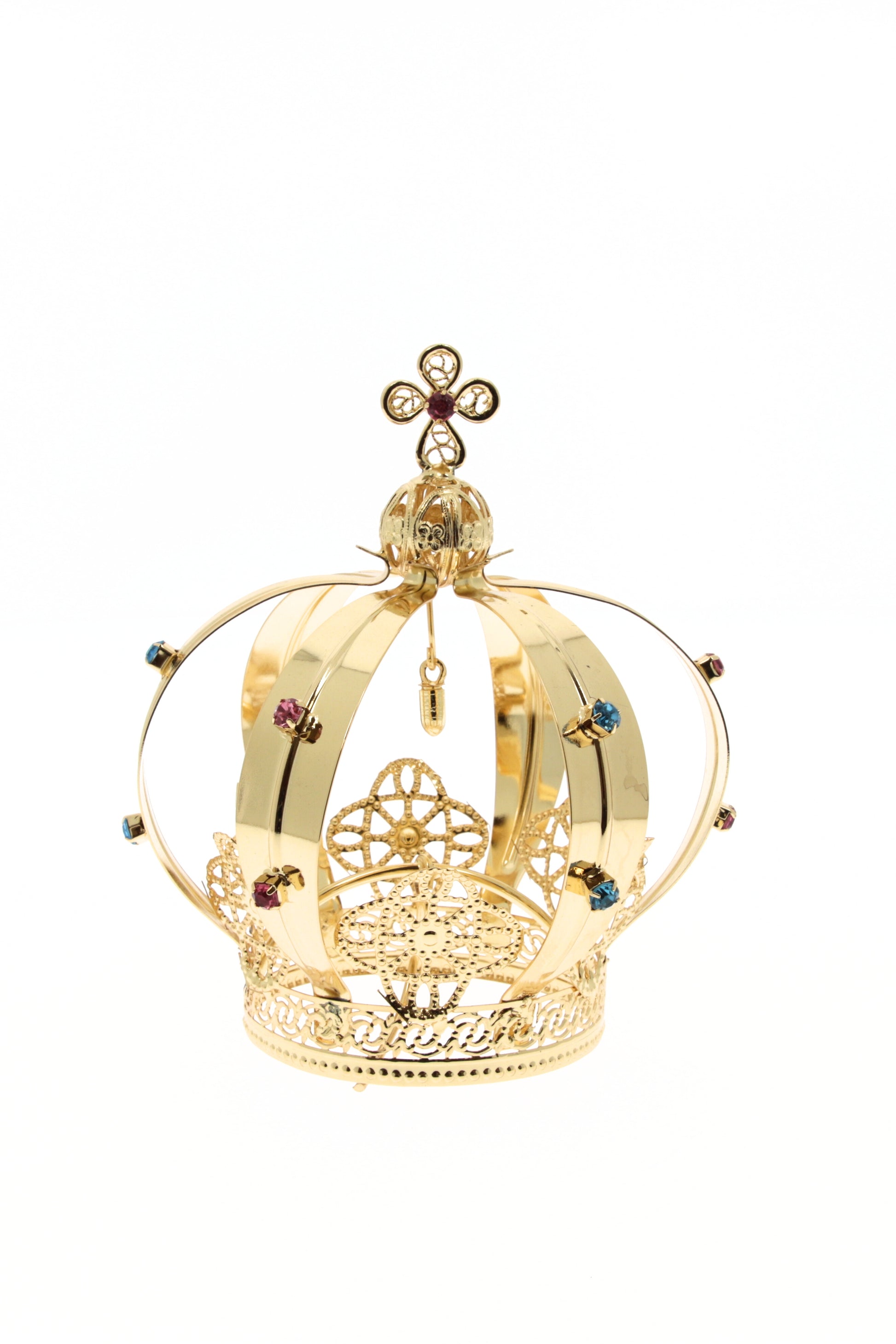 Corona Madonna di Fatima in filigrana e 4 fasce di ottone con proiettile. Diametro 3 cm