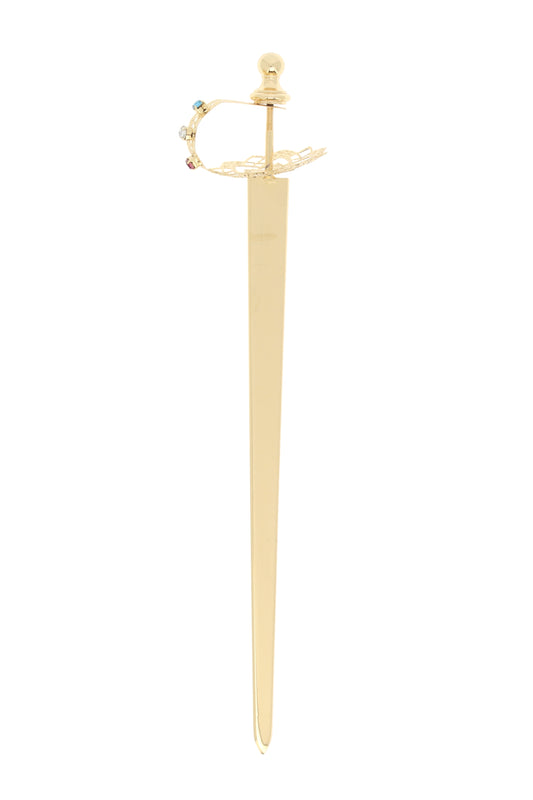 Spada di San Michele in filigrana di ottone oro e strass. Lunghezza 32 cm