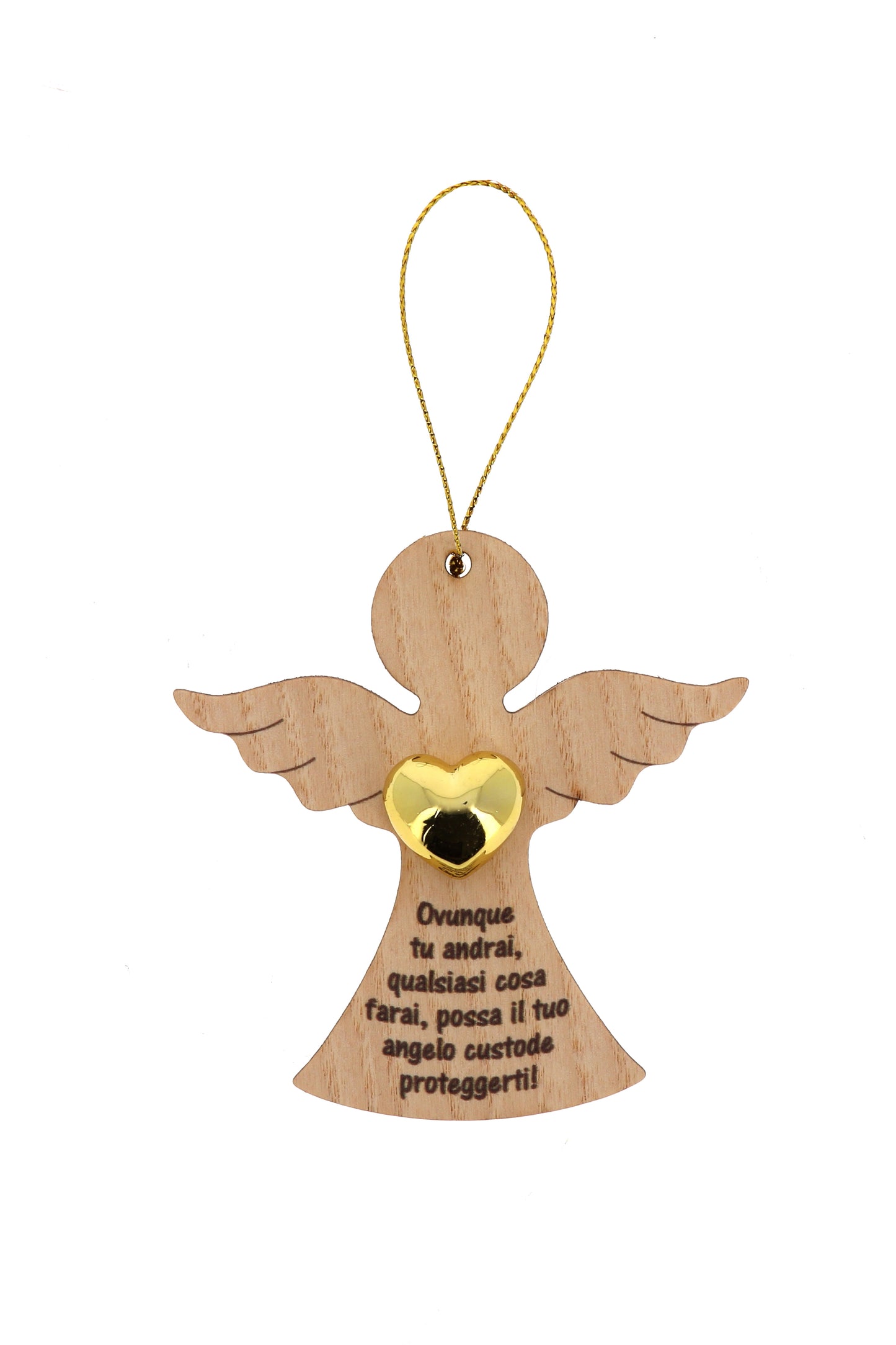Angelo con cuore d'oro da appendere e frase emozionale