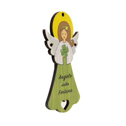 Angelo della Fortuna in legno con magnete e cordoncino  9x5 cm