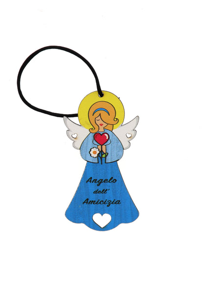 Angelo dell'Amicizia in legno con magnete e cordoncino  9x5 cm