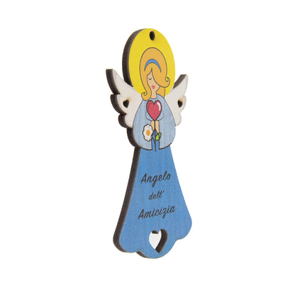 Angelo dell'Amicizia in legno con magnete e cordoncino  9x5 cm