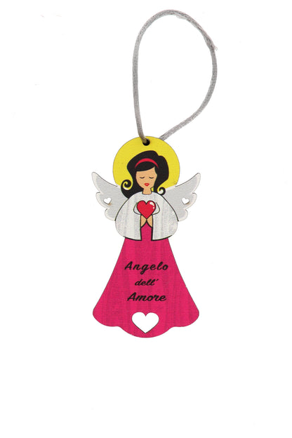 Angelo dell'Amore in legno con magnete e cordoncino  9x5 cm