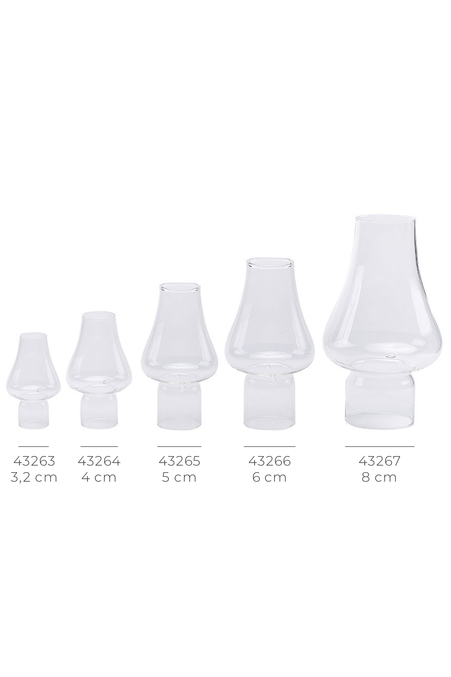 Vetro antivento per candele a cera liquida di diametro 6 cm. Altezza 15 cm
