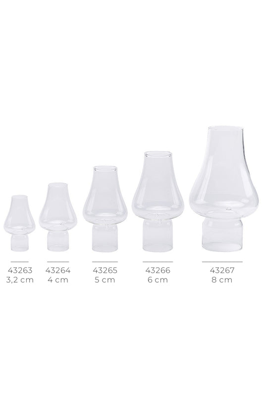 Vetro antivento per candele a cera liquida di diametro 6 cm. Altezza 15 cm
