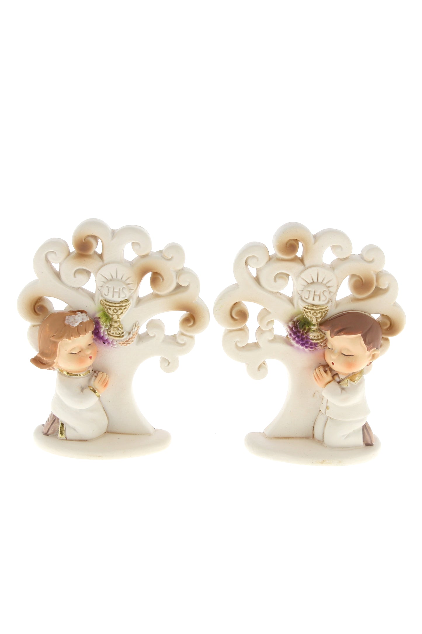 Ricordino Comunione - Albero della vita con bimbo/bimba in preghiera. Altezza 7,2 cm