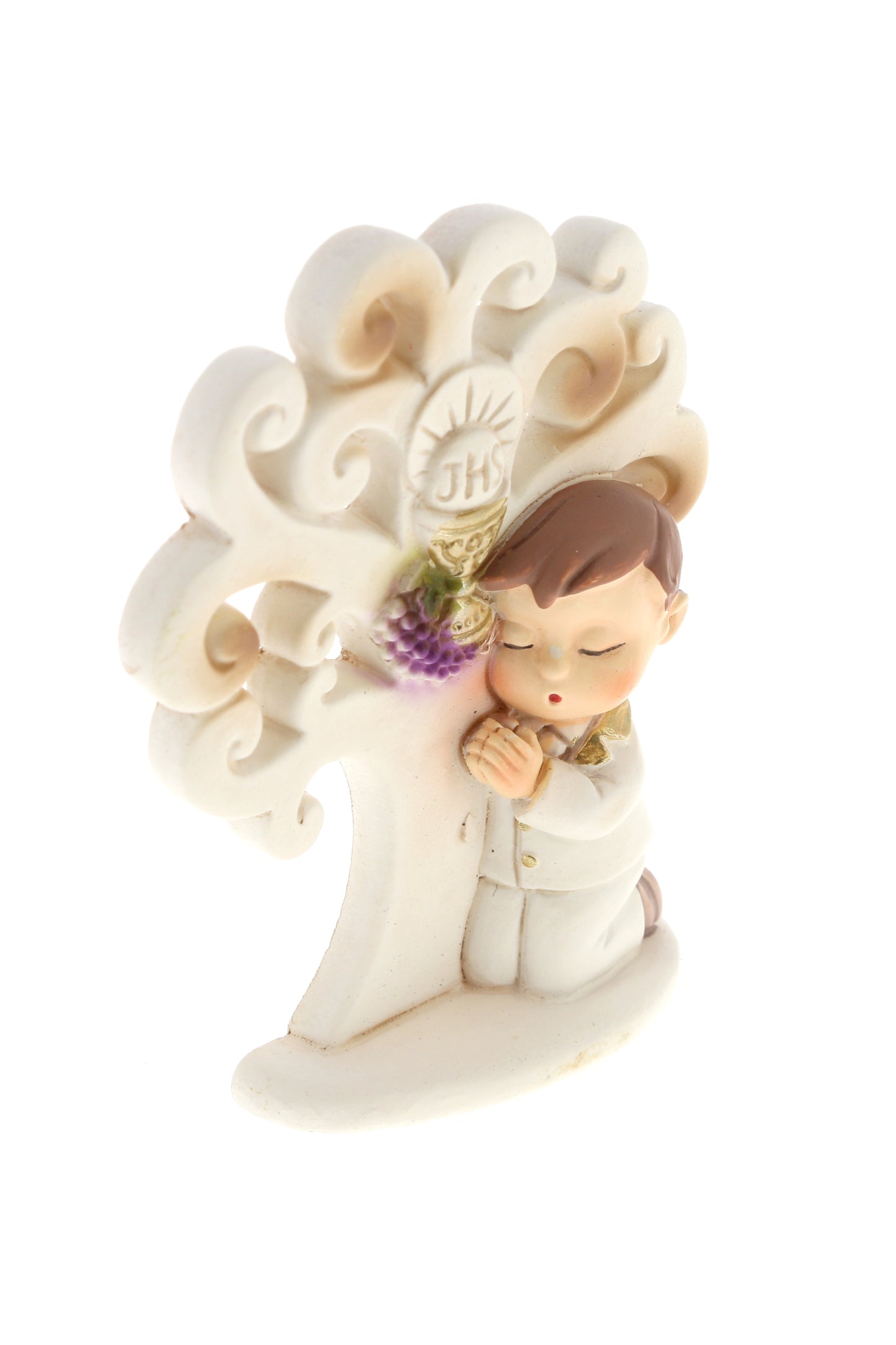 Ricordino Comunione - Albero della vita con bimbo/bimba in preghiera. Altezza 7,2 cm