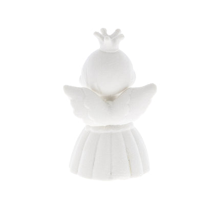 Ricordino Battesimo/Nascita/Evento - angelo in porcellana bianca con cuore oro. Altezza 9,8 cm