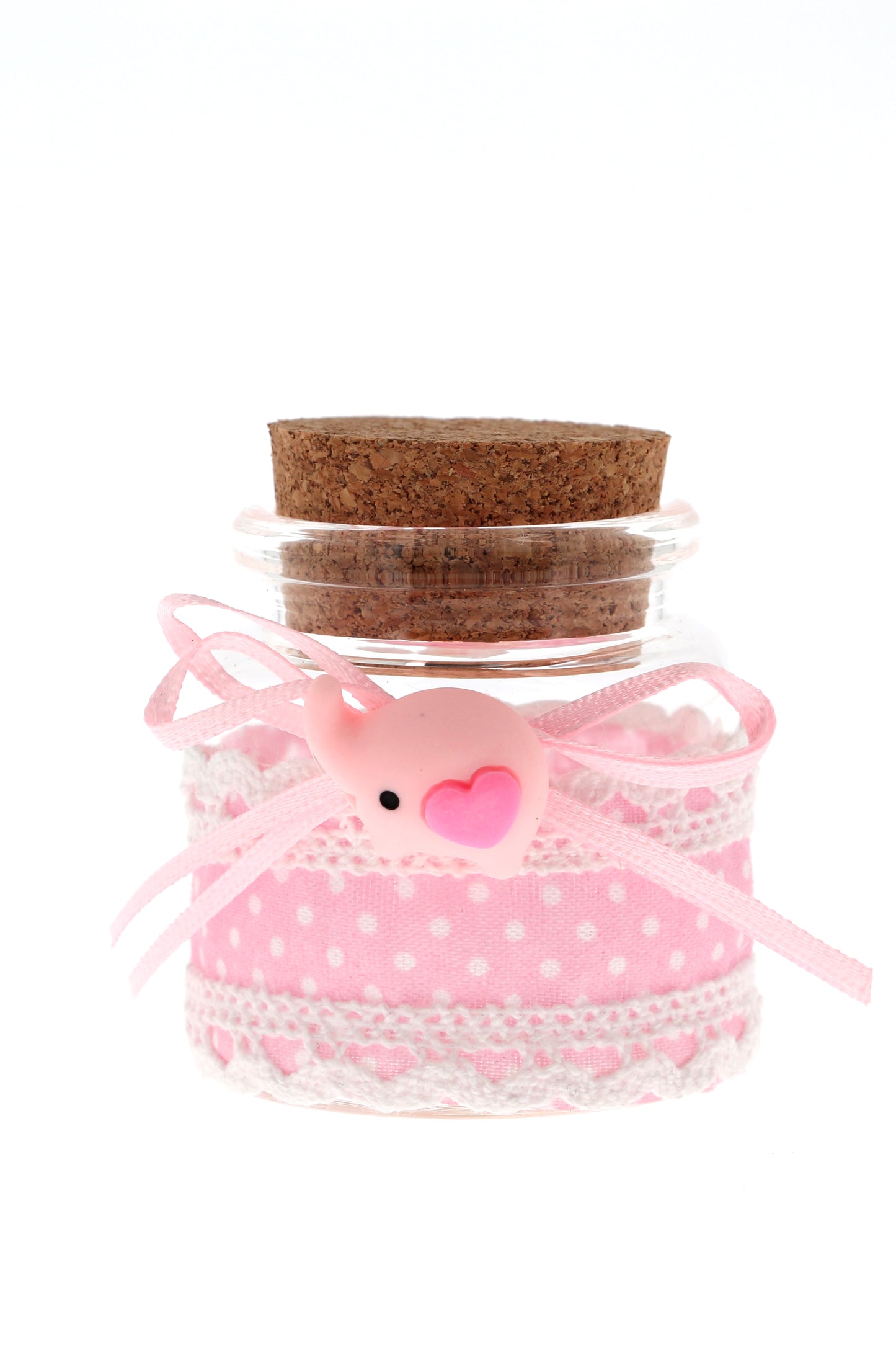 Vasetto portaconfetti in vetro - rosa/celeste. Altezza 5 cm 
