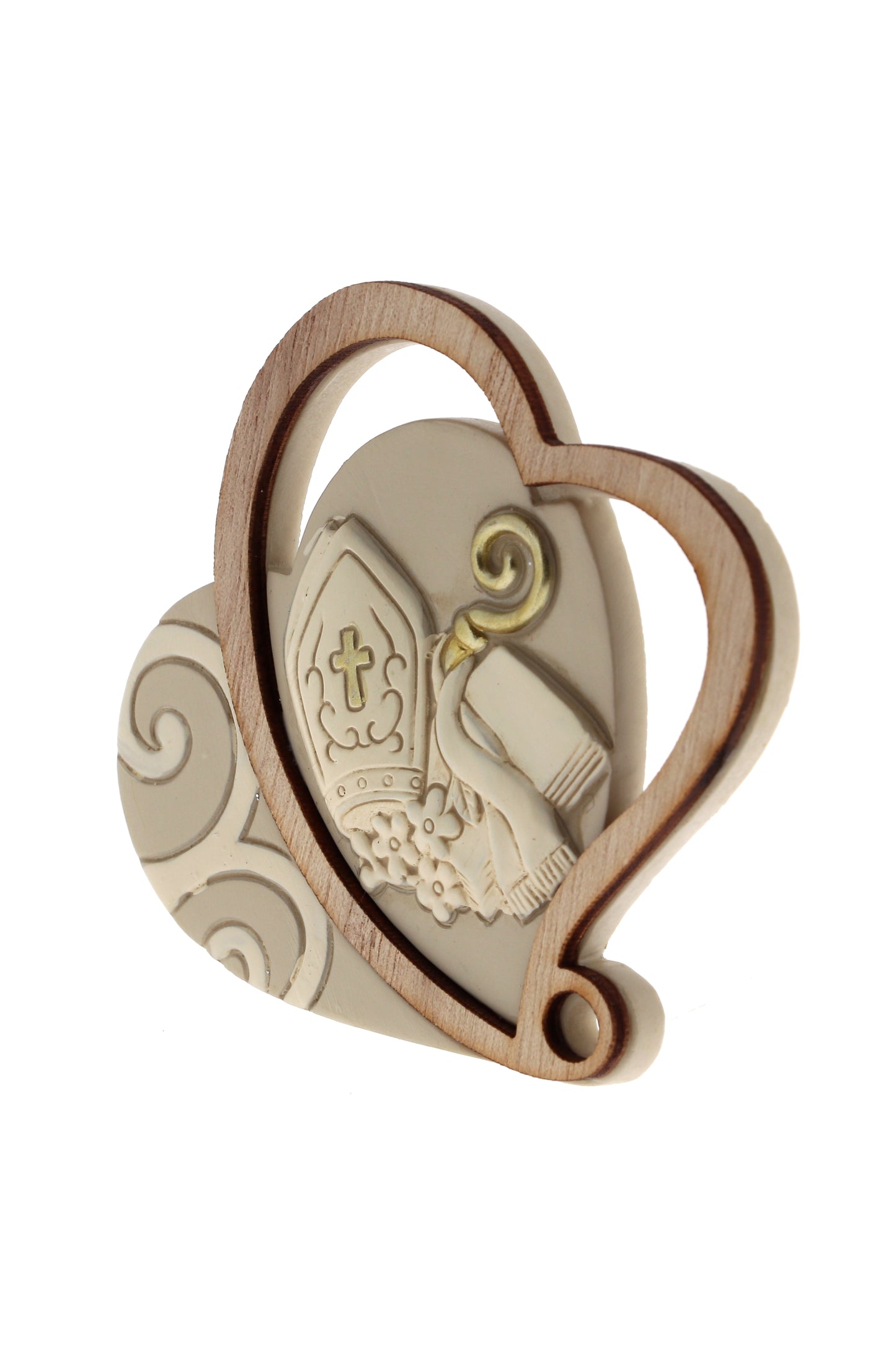 Ricordino Comunione/Cresima/Matrimonio - icona cuore in resina. Altezza 8 cm