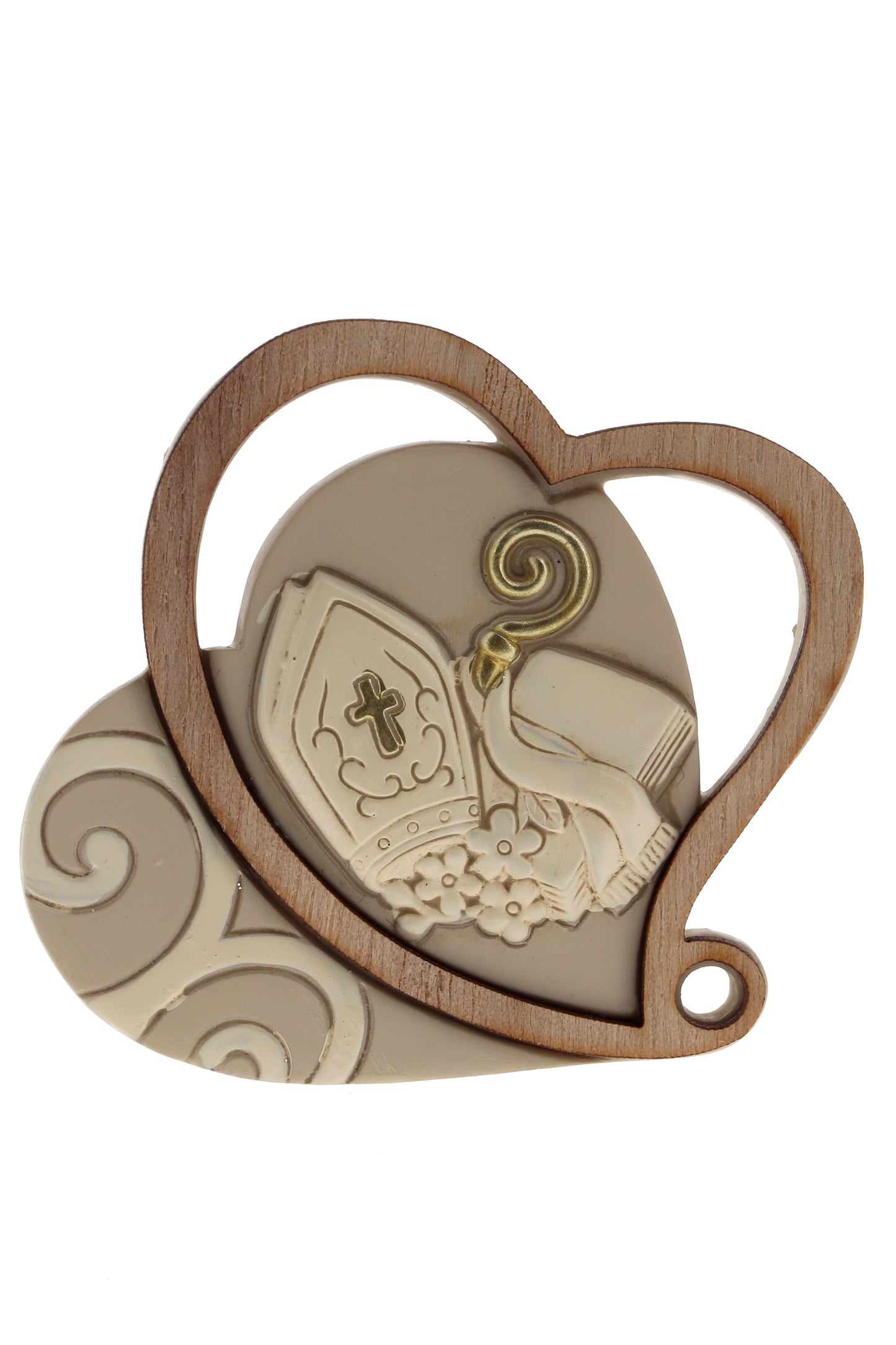 Ricordino Comunione/Cresima/Matrimonio - icona cuore in resina. Altezza 8 cm