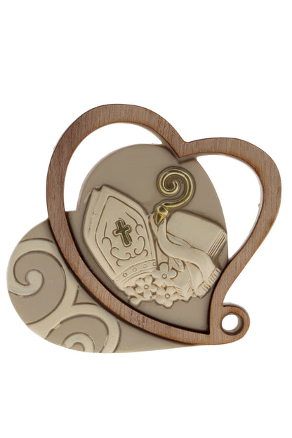Ricordino Comunione/Cresima/Matrimonio - icona cuore in resina. Altezza 8 cm