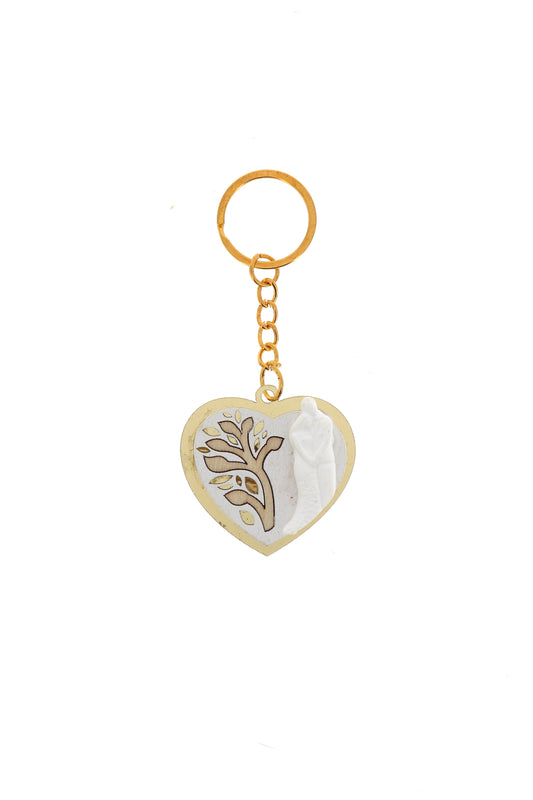 Ricordino Matrimonio - portachiavi cuore in plexiglass color oro sposi. Altezza 4 cm