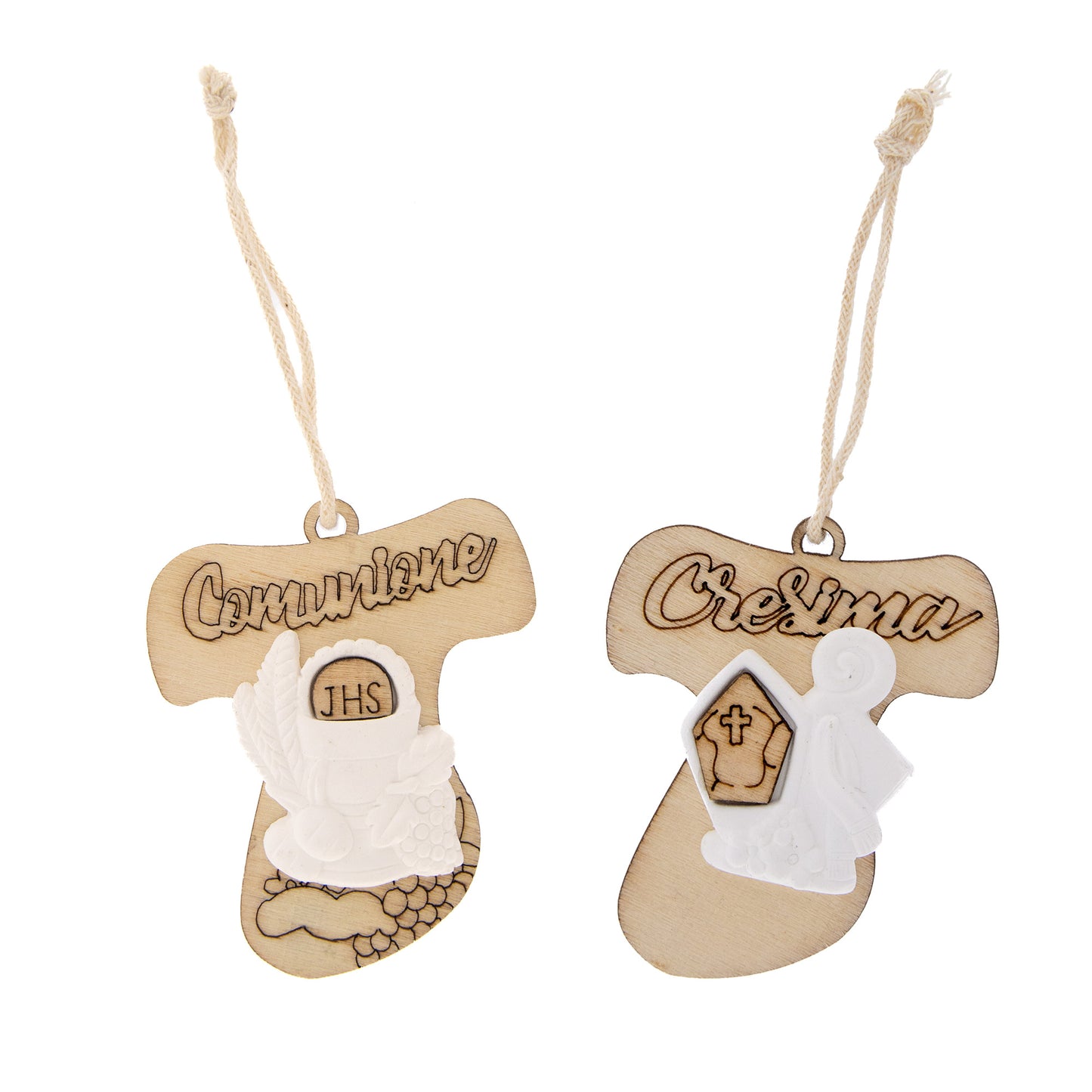 Ricordino Comunione/Cresima - ciondolo croce in legno. Dimensioni 5x6