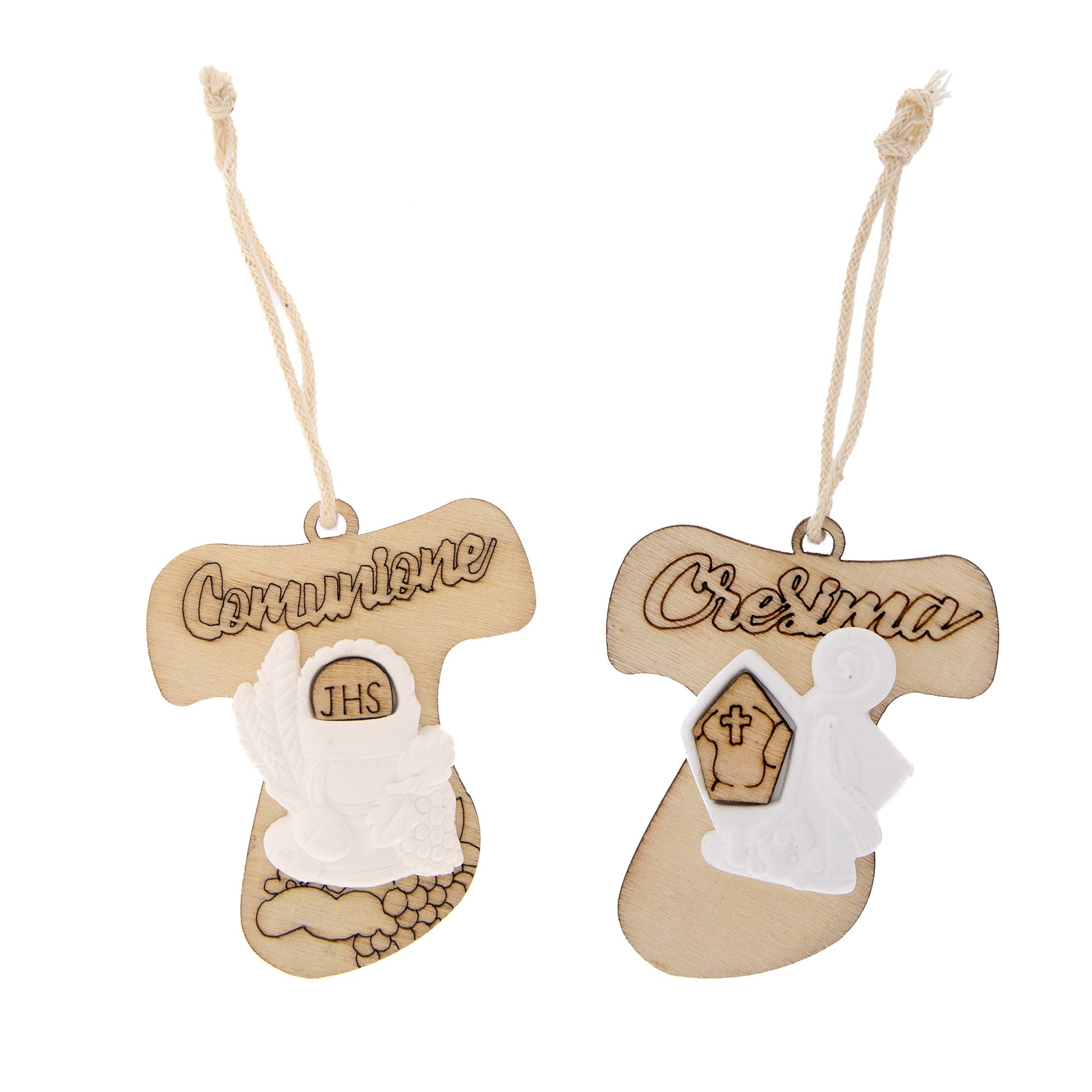 Ricordino Comunione/Cresima - ciondolo croce in legno. Dimensioni 5x6