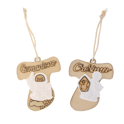Ricordino Comunione/Cresima - ciondolo croce in legno. Dimensioni 5x6