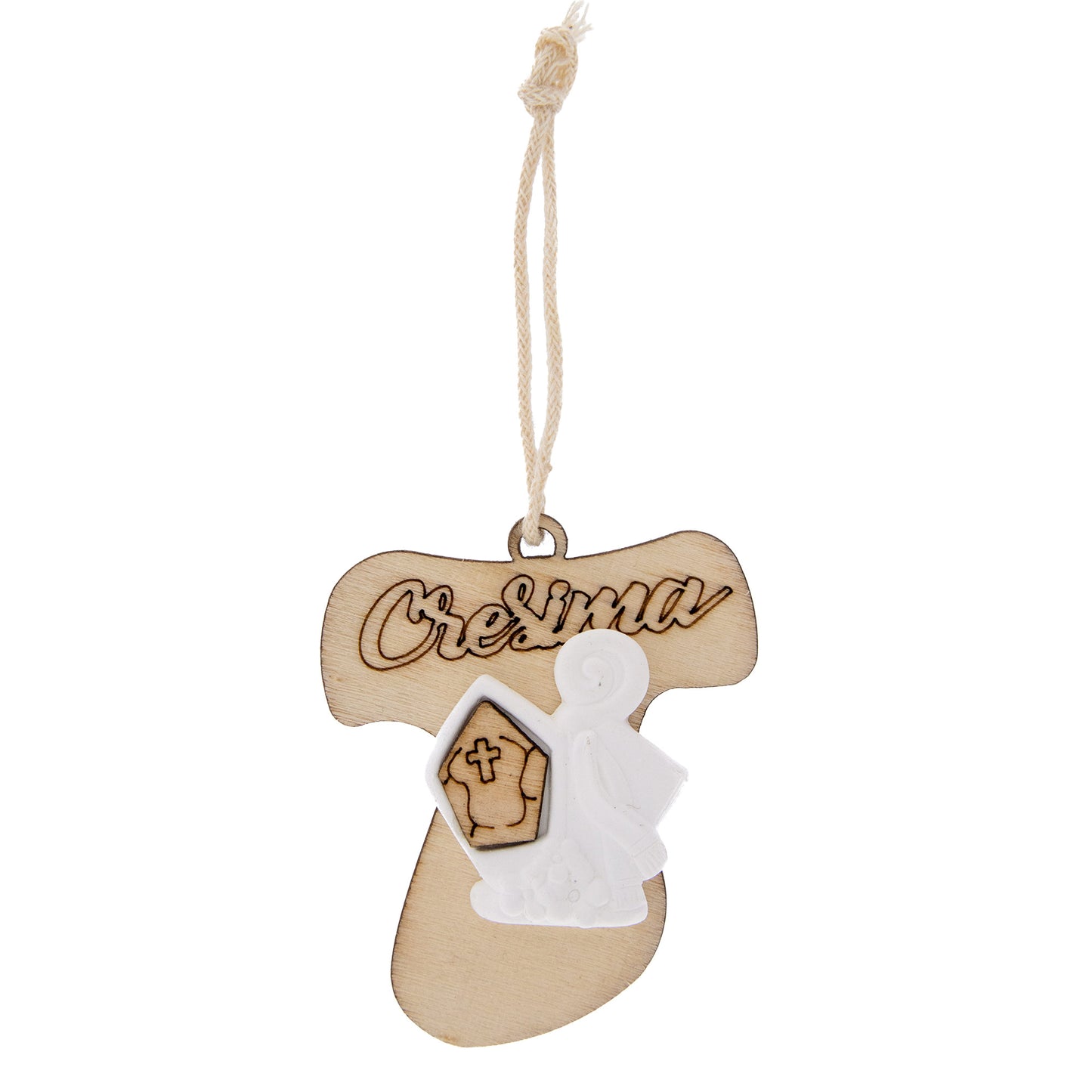 Ricordino Comunione/Cresima - ciondolo croce in legno. Dimensioni 5x6