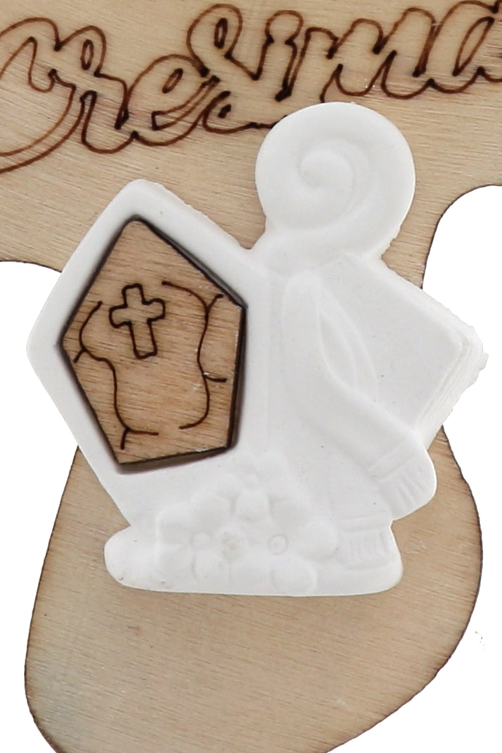 Ricordino Comunione/Cresima - ciondolo croce in legno. Dimensioni 5x6