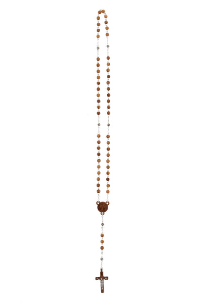 Cofanetto in legno d'ulivo medaglia Miracolosa con corona abbinata. Diametro 5 e altezza 3 cm