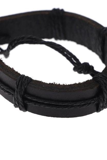 Bracciale san Benedetto in cuoio nero regolabile