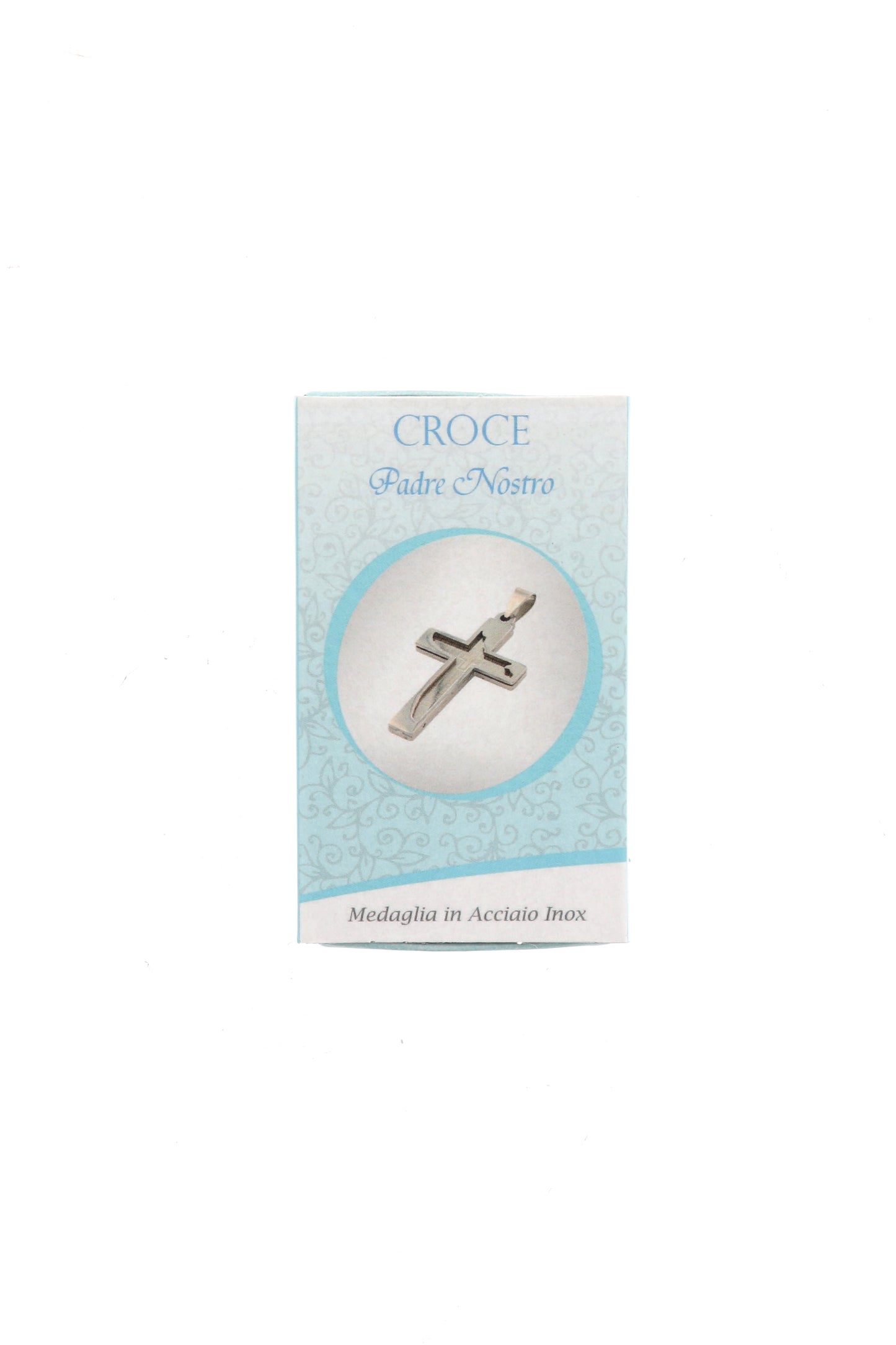 Catenina con croce e Padre Nostro in acciaio