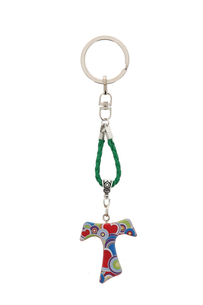 Portachiavi Tau colorato. Lunghezza 15 cm