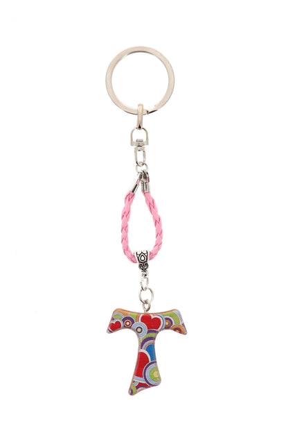 Portachiavi Tau colorato. Lunghezza 15 cm