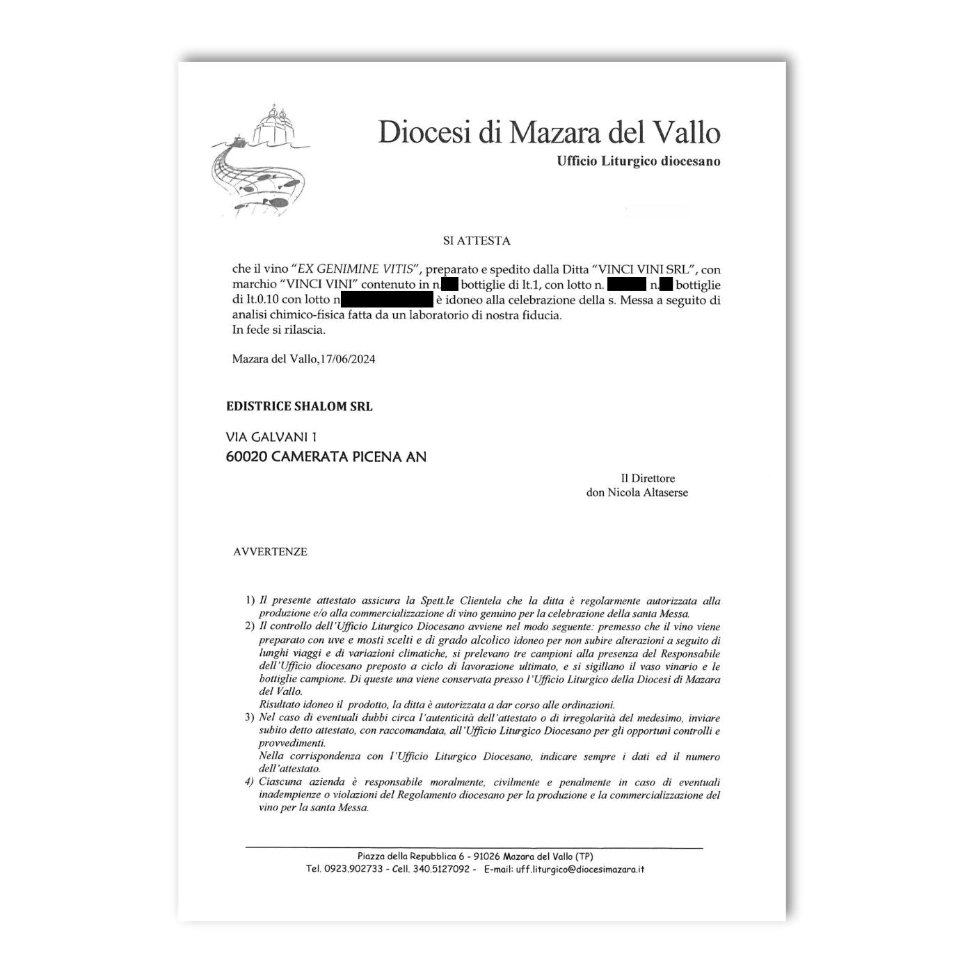 Vino Santa Messa liquoroso bianco dolce 1 L