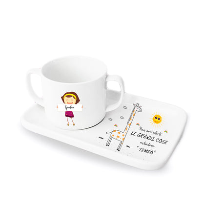 Set colazione da personalizzare con tazza e vassoio in porcellana