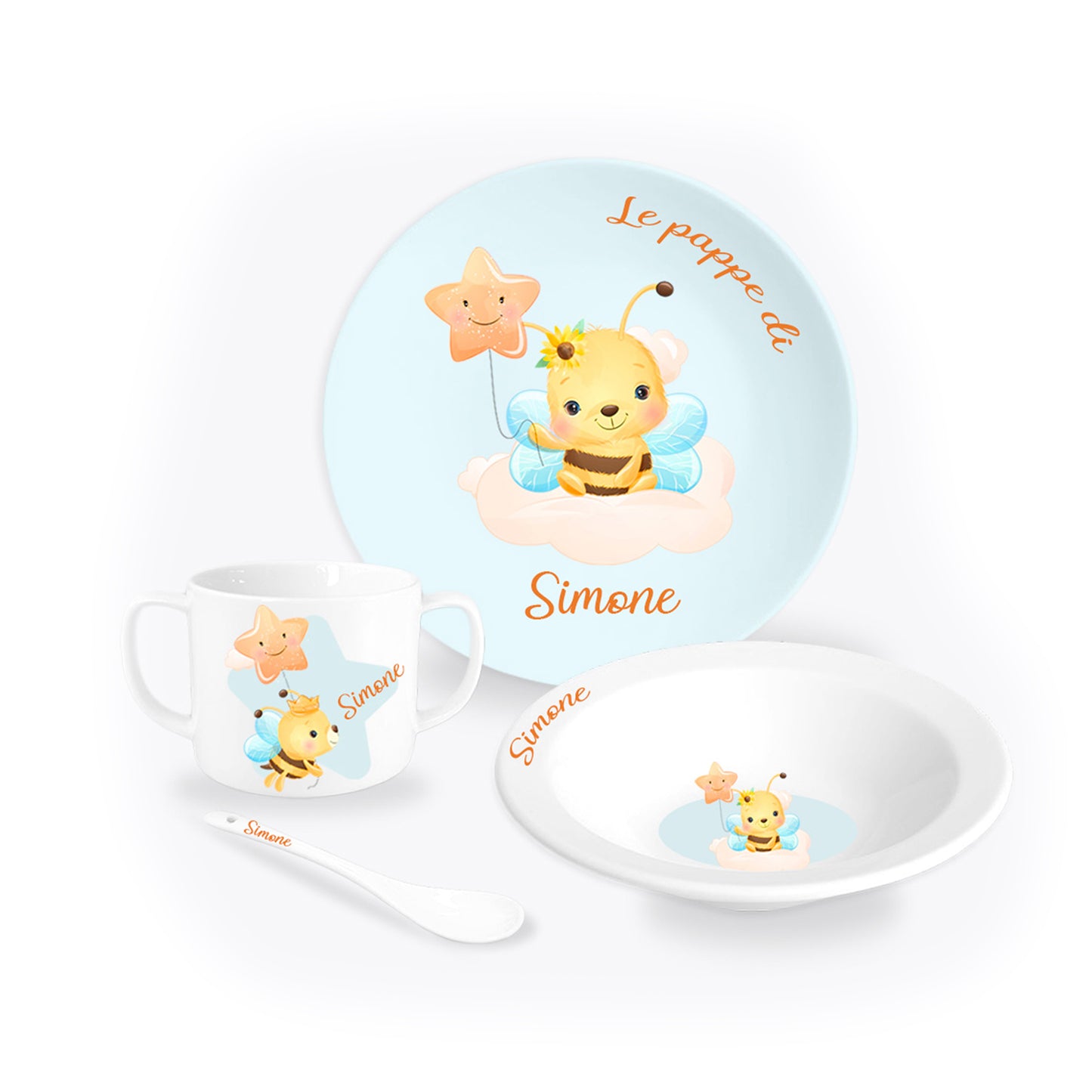Set pappa personalizzabile in porcellana bianca