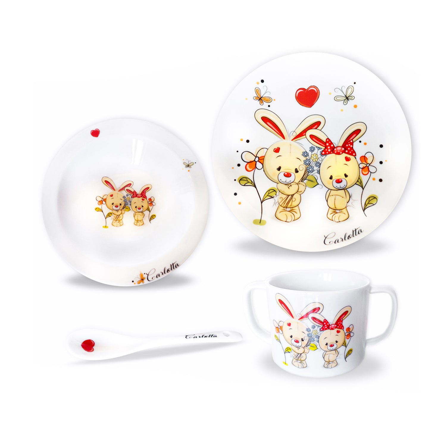 Set pappa personalizzabile in porcellana bianca