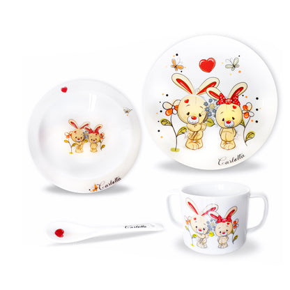 Set pappa personalizzabile in porcellana bianca