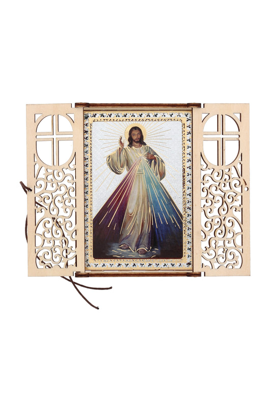 Altarino devozionale comprensivo di candela, corona e libretto - Gesù Confido in Te 11x15x4 cm