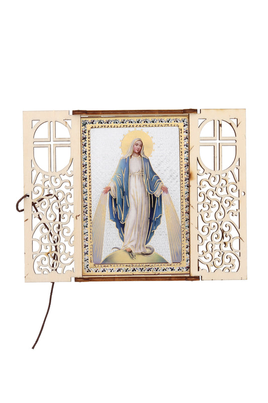 Altarino devozionale comprensivo di candela, corona e libretto - Madonna Immacolata 11x15x4 cm
