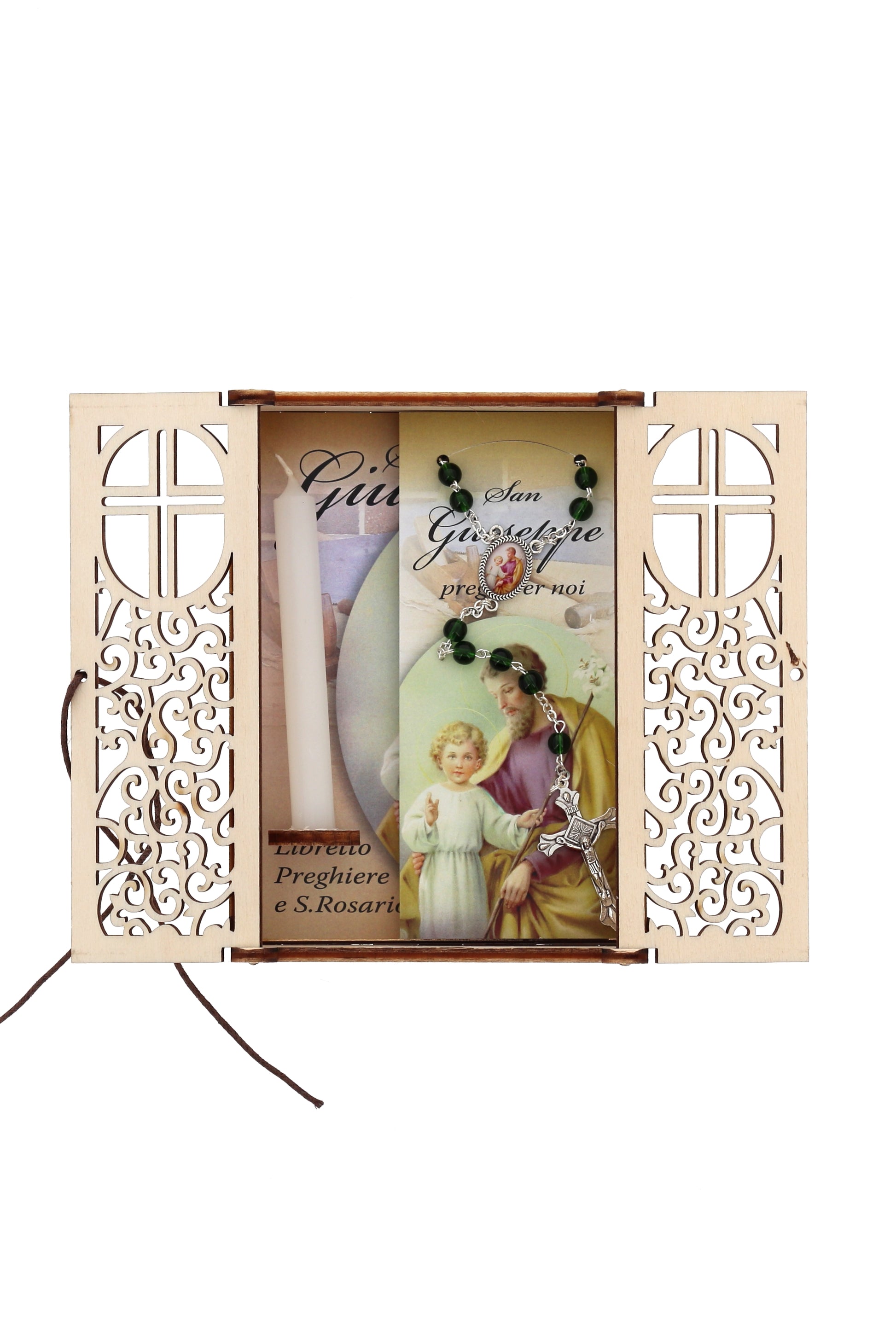 Altarino devozionale comprensivo di candela, corona e libretto - San Giuseppe 11x15x4 cm