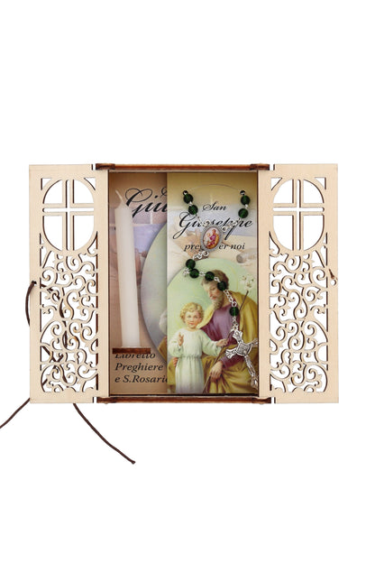 Altarino devozionale comprensivo di candela, corona e libretto - San Giuseppe 11x15x4 cm
