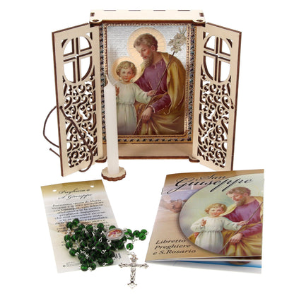 Altarino devozionale comprensivo di candela, corona e libretto - San Giuseppe 11x15x4 cm