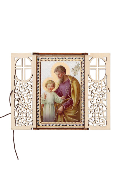 Altarino devozionale comprensivo di candela, corona e libretto - San Giuseppe 11x15x4 cm